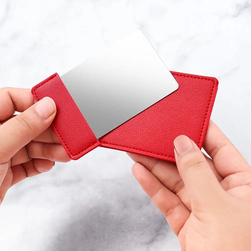 Stainless Steel Pocket Makeup Mirror | PU Leather Compact Pocket Makeup Mirror QXL