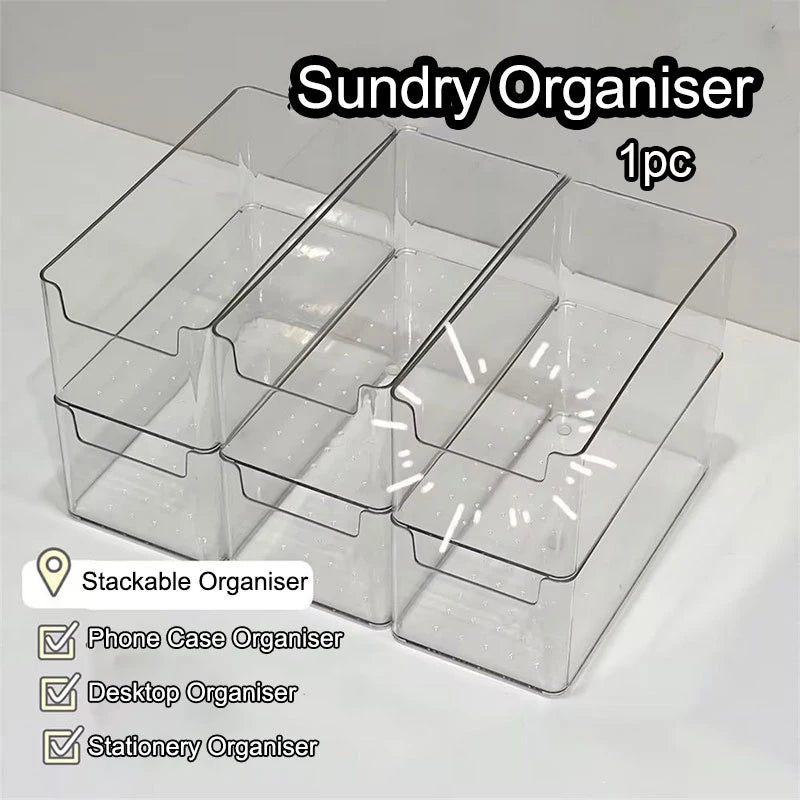 Clear Plastic Desktop Storage Box Organizer | 20×9.5×5.8cm Desktop Storage Box QXL
