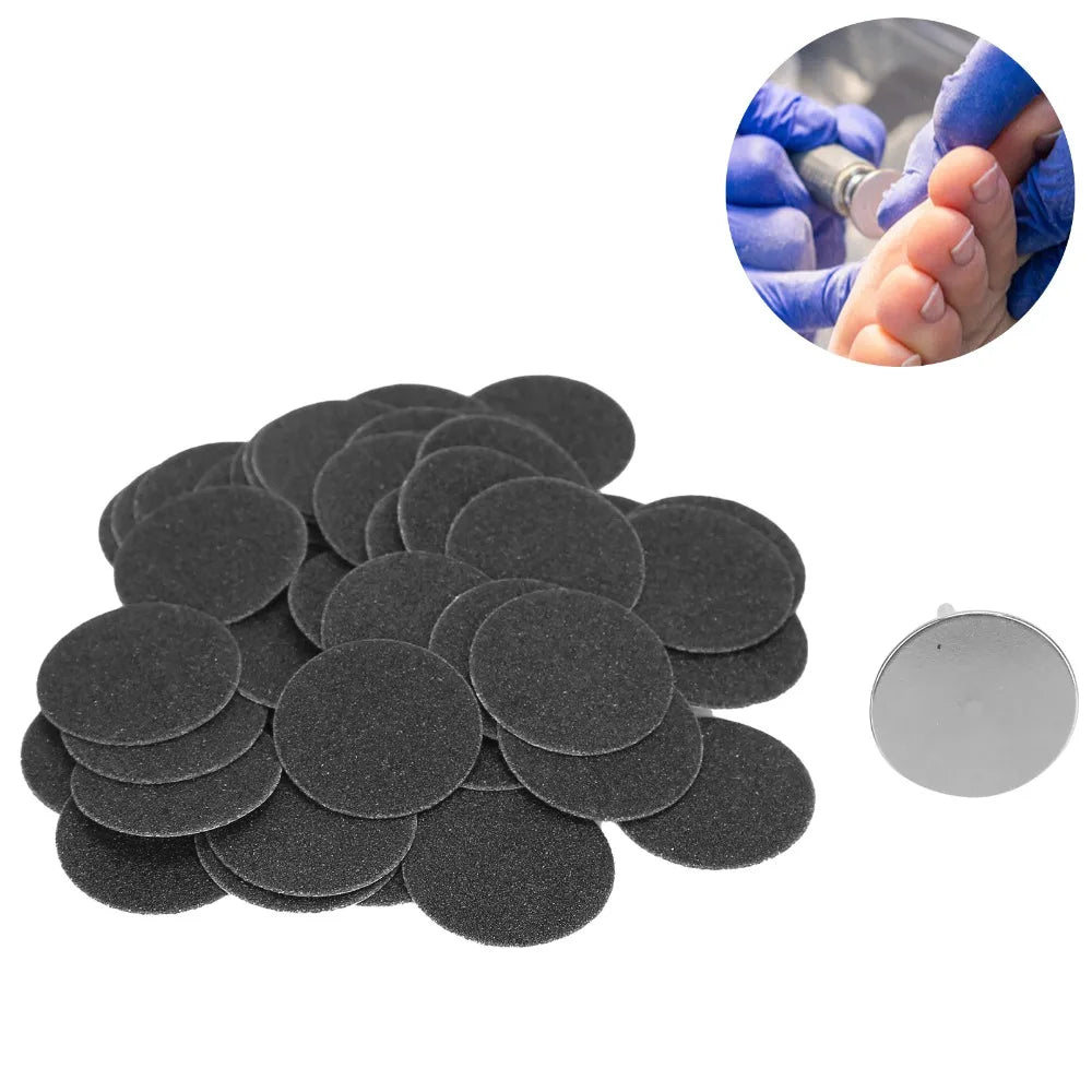 50-Pack Callus Remover Replacement Sandpaper Discs 25mm + Shaft Callus Remover Discs QXL