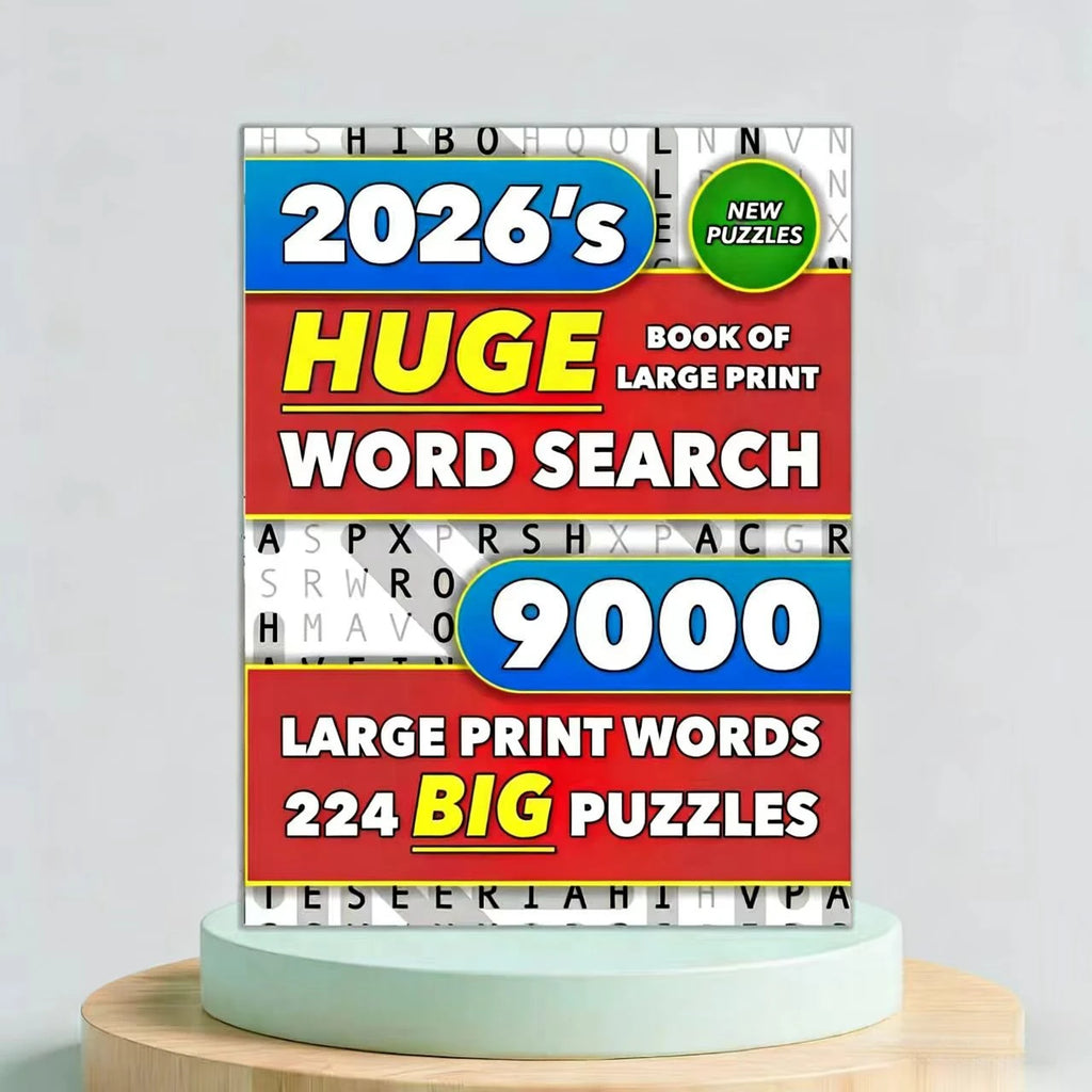 Large Print Word Search & Crossword Puzzle Book – 9,000 Words Puzzle Activity Book QXL