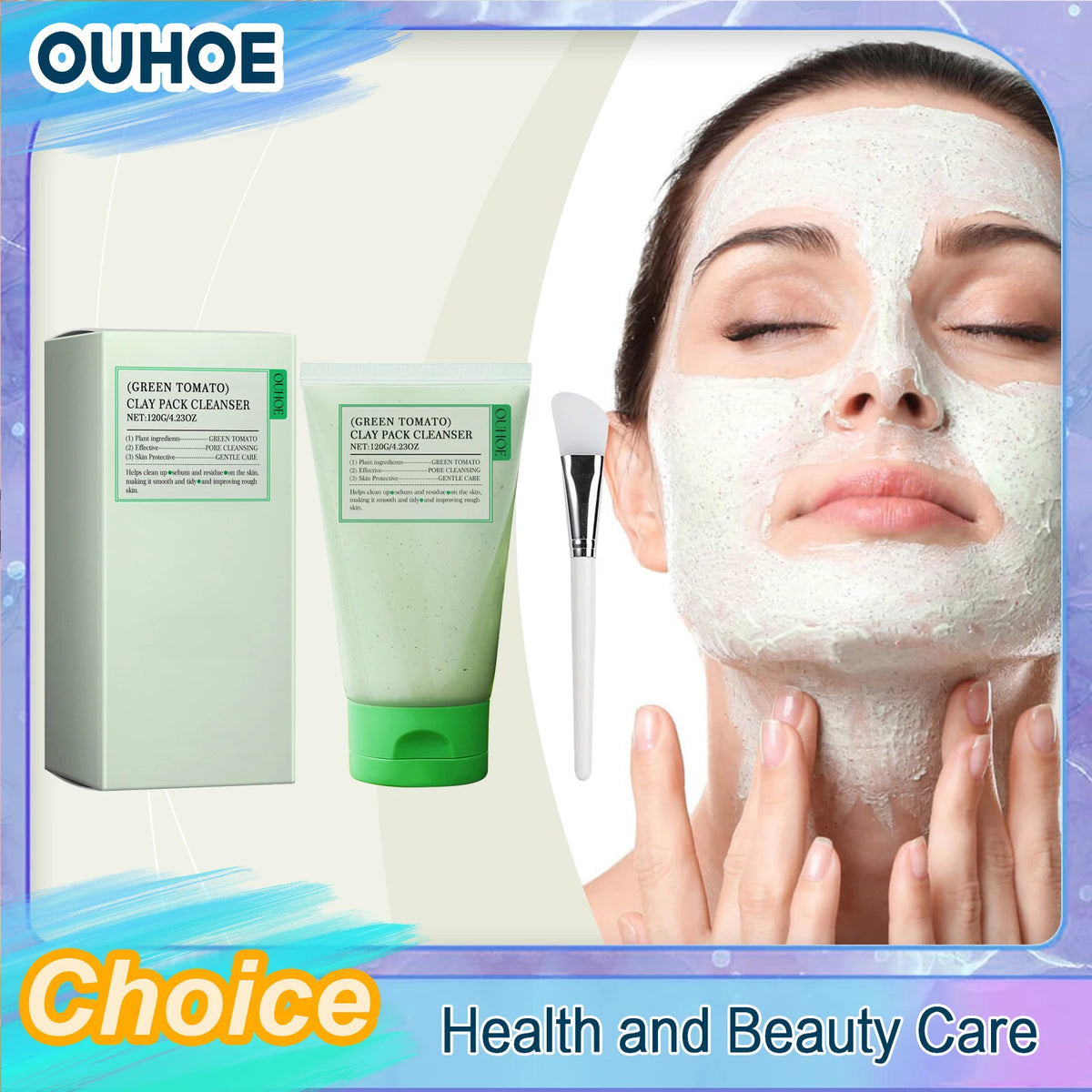 OUHOE Green Tomato Clay Mud Mask – Pore & Brightening Clay Mud Mask QXL
