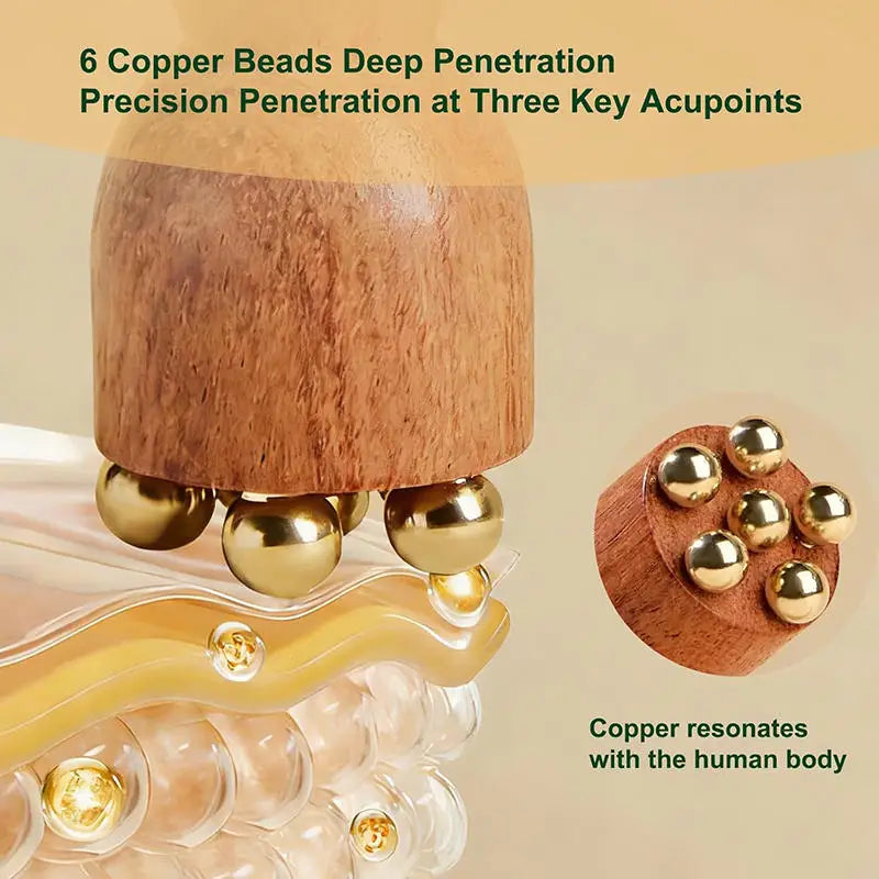 Lotus Seedpod Gua Sha Facial Massager | Rosewood & Brass Gua Sha Facial Tool QXL
