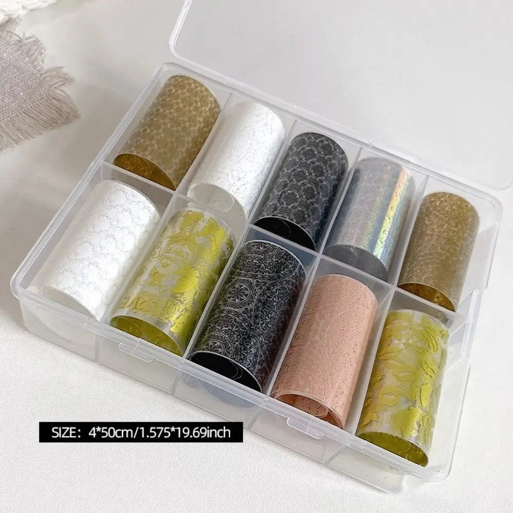 Lace Nail Transfer Foils | Leopard & Sequin 10-Pack DIY Art Nail Transfer Foils QXL