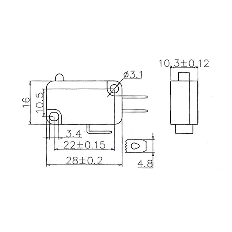 2-Pack KW7-0-A Micro Limit Switch 250V 16A Auto Reset