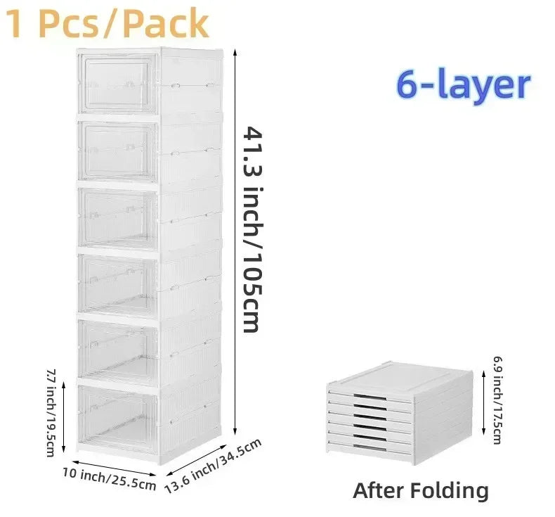 6-Layer Stackable Transparent Shoe Storage Box Organizer Shoe Storage Organizer QXL 6 layers -6