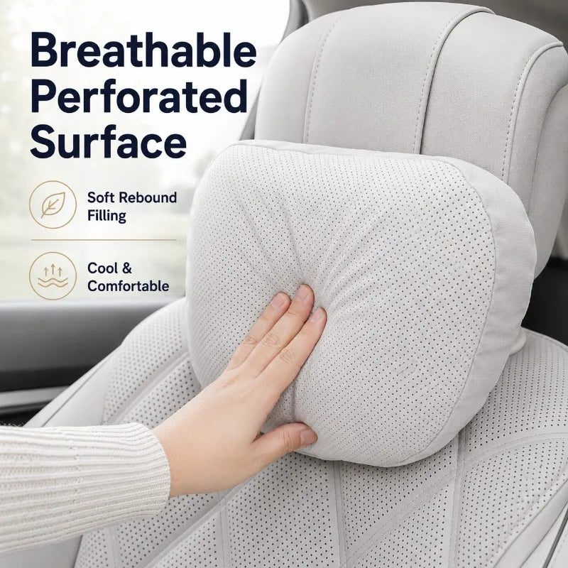 Perforated Car Headrest Pillow & Neck Cushion | Suede Cover Car Seat Cushion QXL