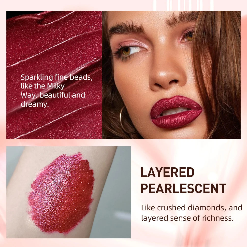 QIBEST Glitter Shimmer Lip Gloss | Pearlescent Liquid Lipstick Glitter Lip Gloss QXL
