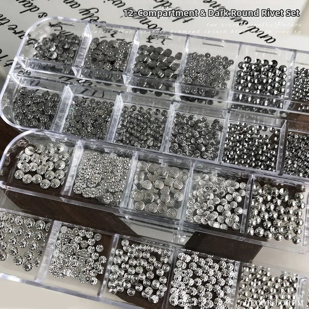 Metal Nail Studs & Rivets | Punk Round Slices DIY Manicure Nail Art Studs QXL