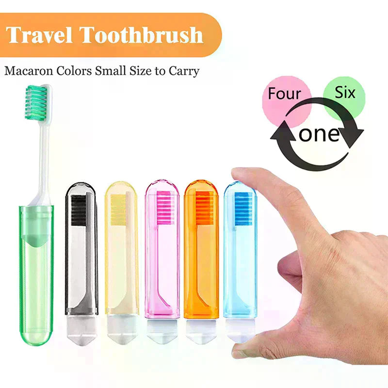 Foldable Travel Toothbrush with Case | Candy Colors 1 or 6 Pack Travel Toothbrush QXL