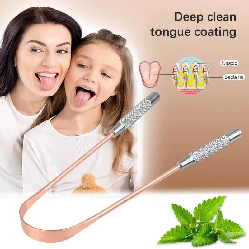 Copper Tongue Scraper | Stainless Steel Oral Hygiene Cleaner Tongue Scraper QXL