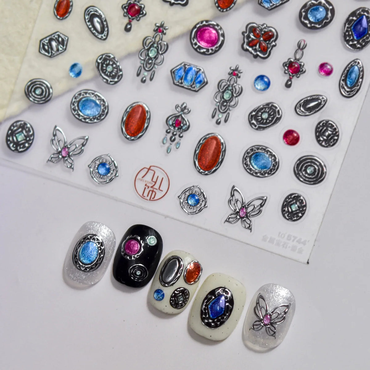 5D Gemstone Embossed Nail Stickers | Diamond Rhinestone Decals Nail Stickers & Decals QXL