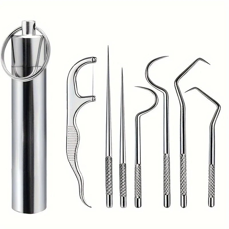 Reusable Stainless Steel Toothpick Set | Pocket Carry Case Reusable Toothpick Set QXL