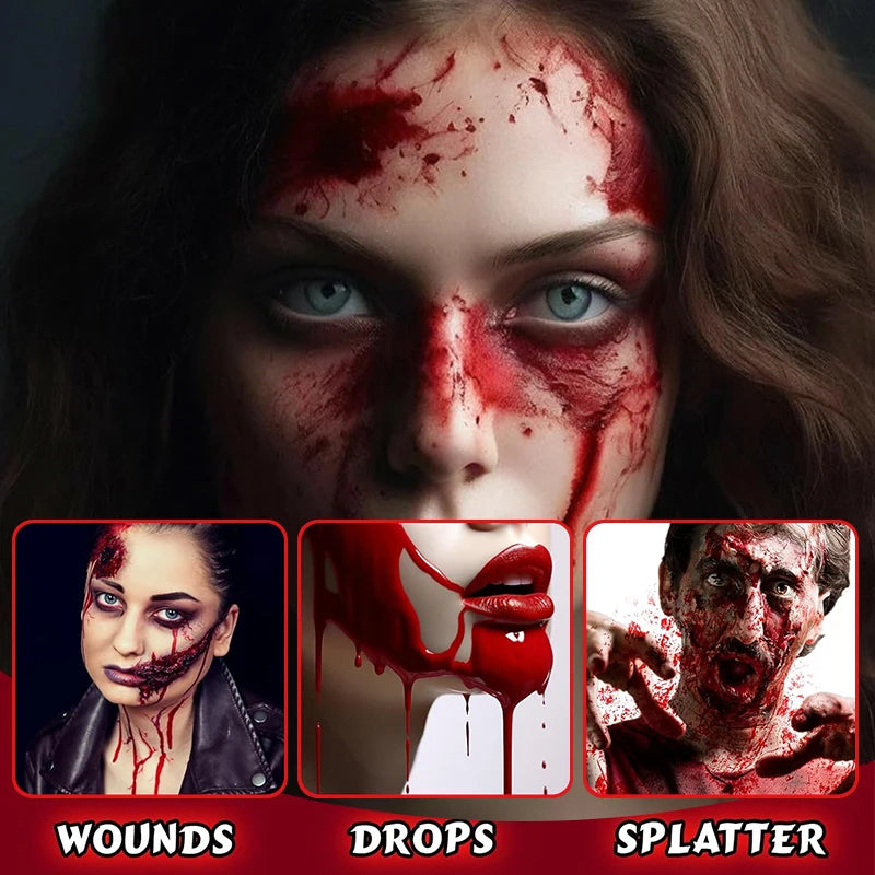 Halloween Fake Blood & White Face Paint | Non-Toxic Cosplay Set Halloween Face Paint Set QXL