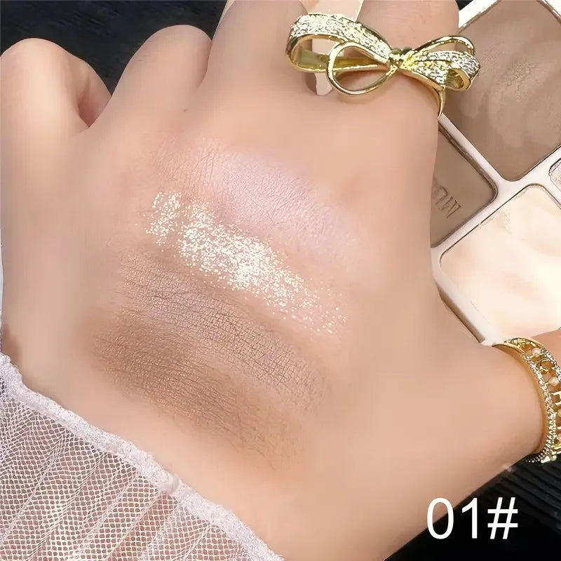 4-in-1 Highlight & Contour Powder Palette with Mirror Contour & Highlight Palette QXL