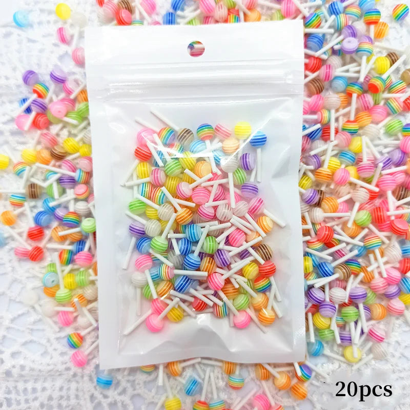20-Pc Kawaii Lollipop 3D Nail Charms | Resin Candy Decor 3D Nail Charms QXL