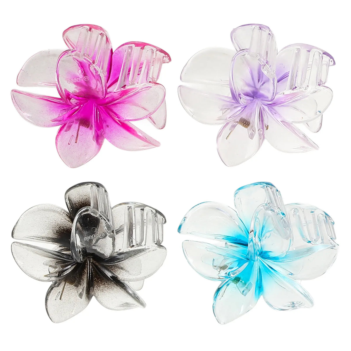4-Pack Large Plumeria Flower Hair Claw Clips | Non-Slip Flower Hair Clips QXL