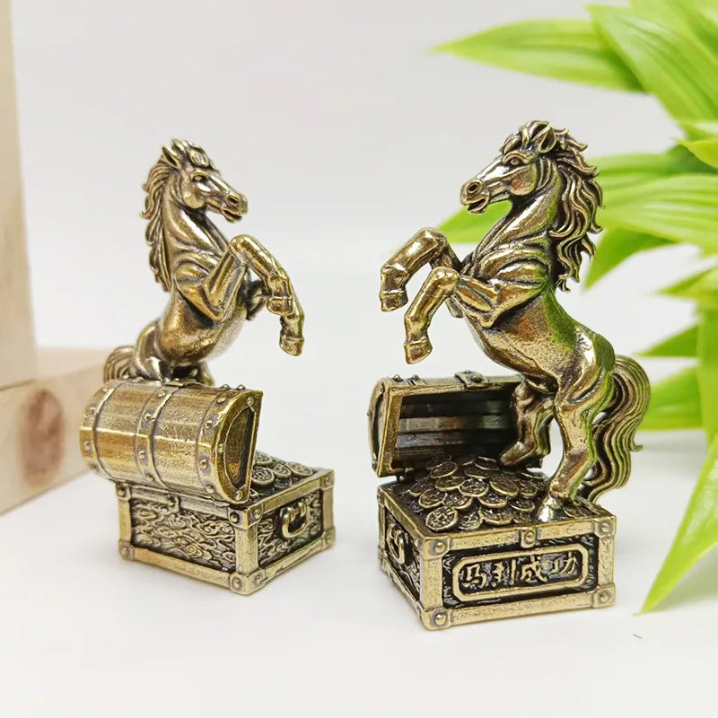 Brass Feng Shui Zodiac Horse Statue | Home & Office Decor Decorative Figurine QXL Default Title