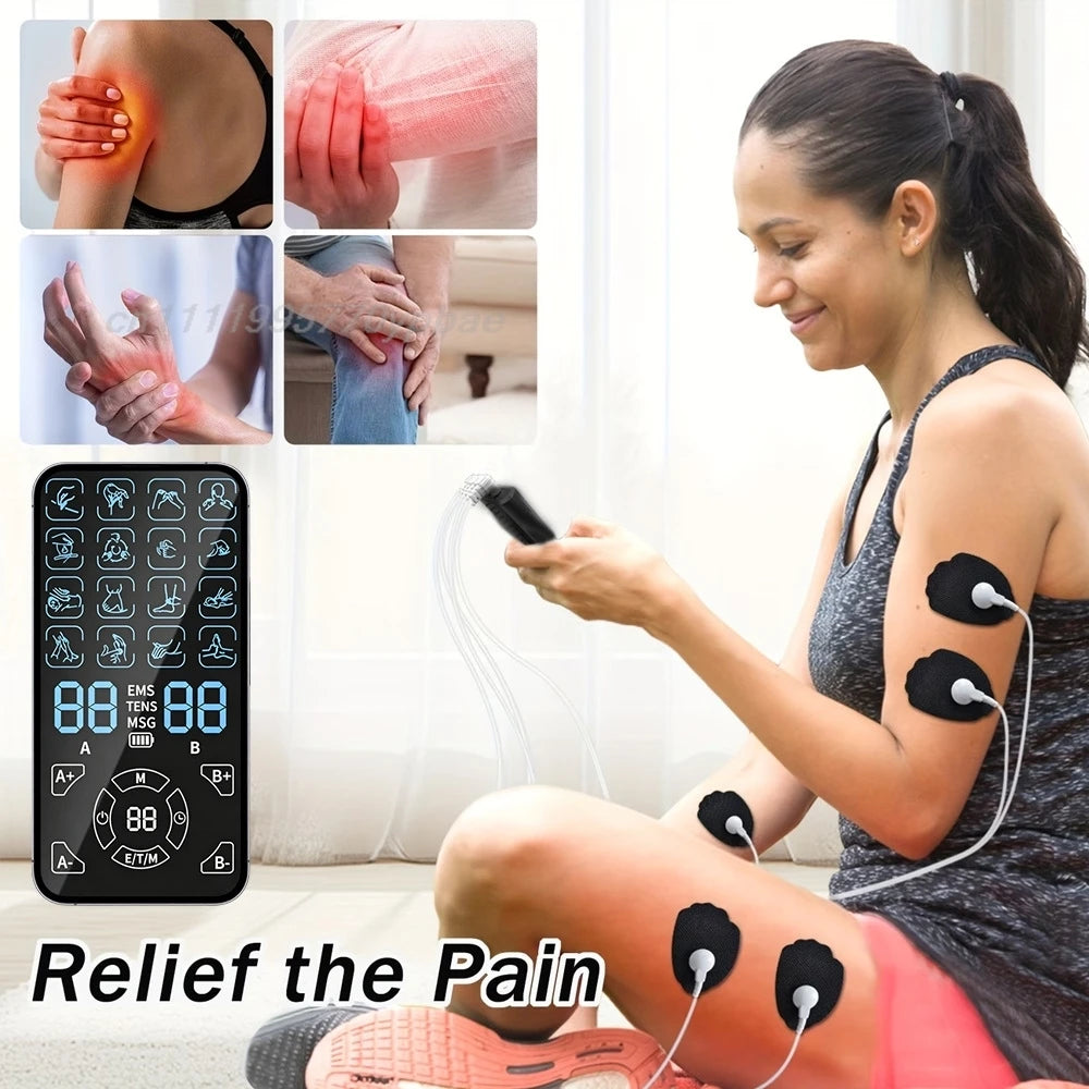 4-Channel TENS & EMS Unit | 16 Modes Muscle Stimulator TENS EMS Massager QXL