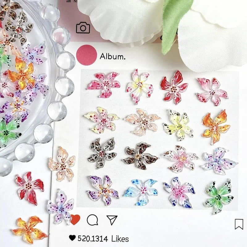 20-Pack 3D Flower Nail Charms & Rhinestone Gems | DIY Nail Art Nail Art Charms QXL