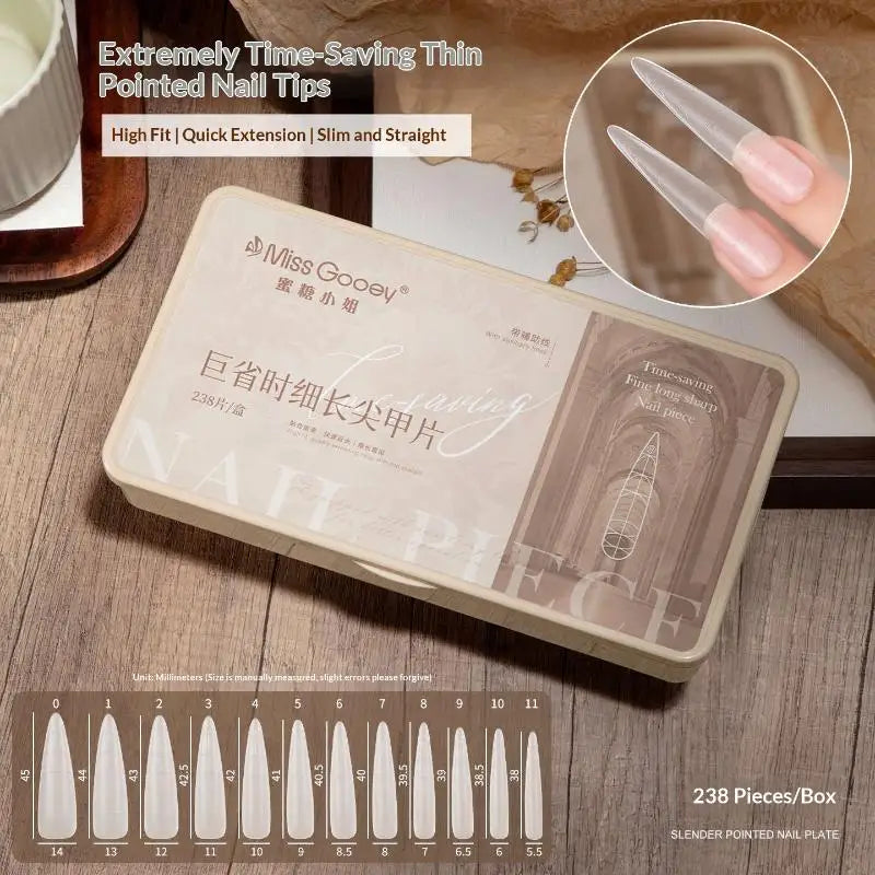 238-Pc Clear Stiletto Nail Tips | Long False Nail Extensions False Nail Tips QXL Default Title