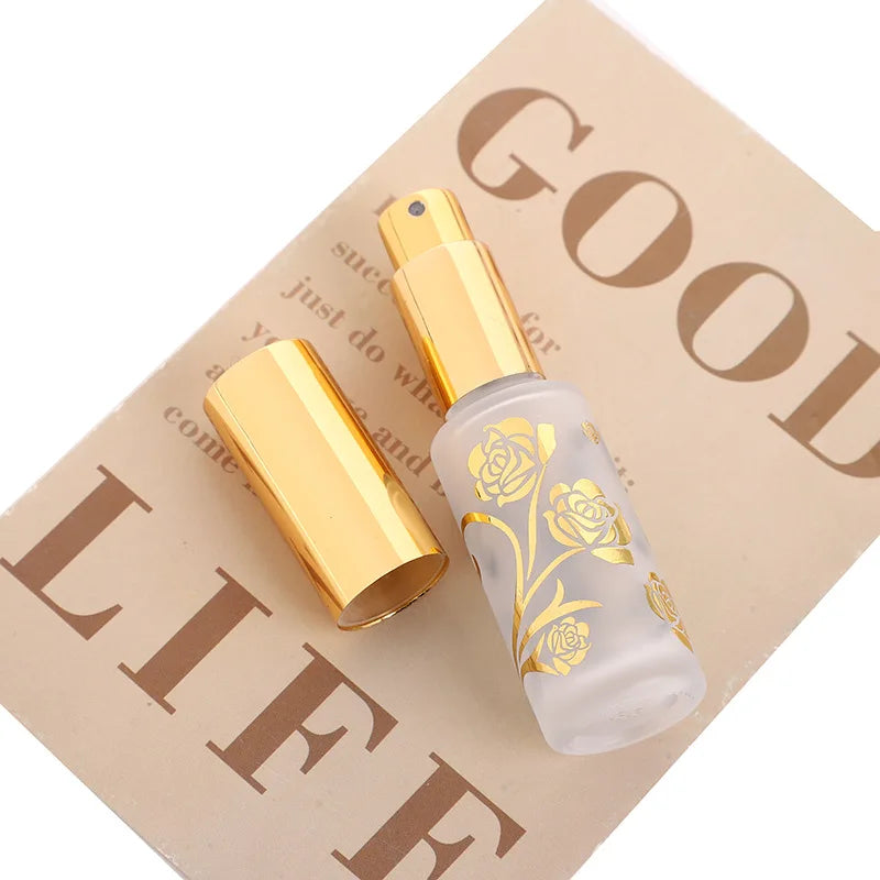 12ml Frosted Glass Rose Perfume Atomizer | Refillable Spray Perfume Atomizer QXL Gold