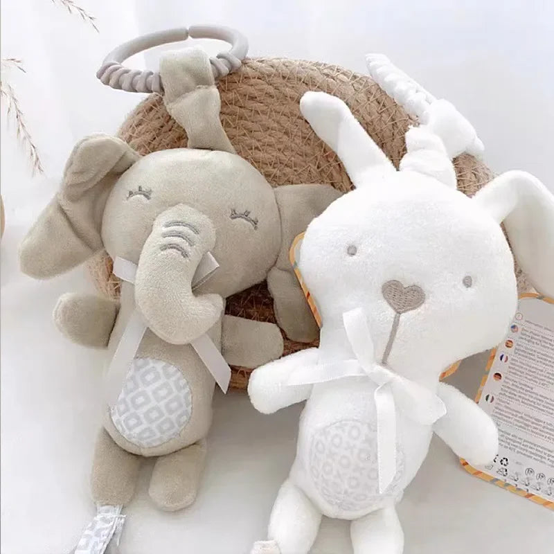 Bunny Plush Baby Rattle & Teether Stroller Hanging Toy 0–1Y Baby Rattle Toy QXL