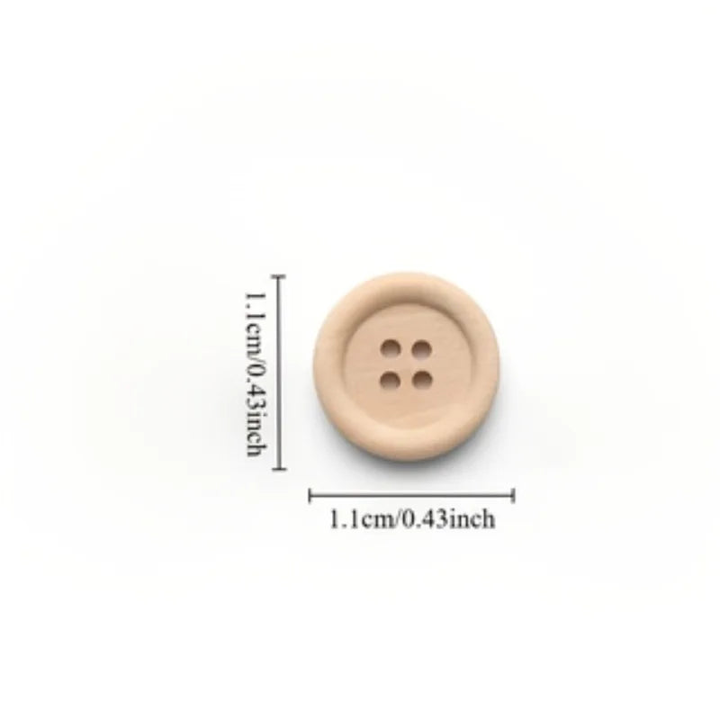 50-Pack Natural Wooden Buttons 4-Hole | Sewing & DIY Crafts Wooden Craft Buttons QXL