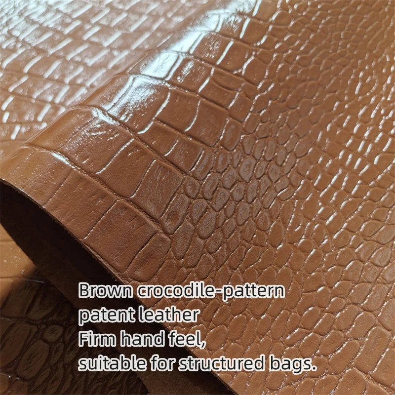 1.5mm Brown Crocodile Grain Cowhide Top-Grain Leather | DIY Craft Leather Hide QXL Brown 30x40cm China Mainland