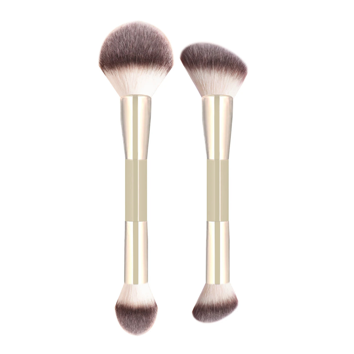 2-Pc Double-Headed Makeup Brush Set | Contour & Blush Combo Makeup Brush Set QXL Gold
