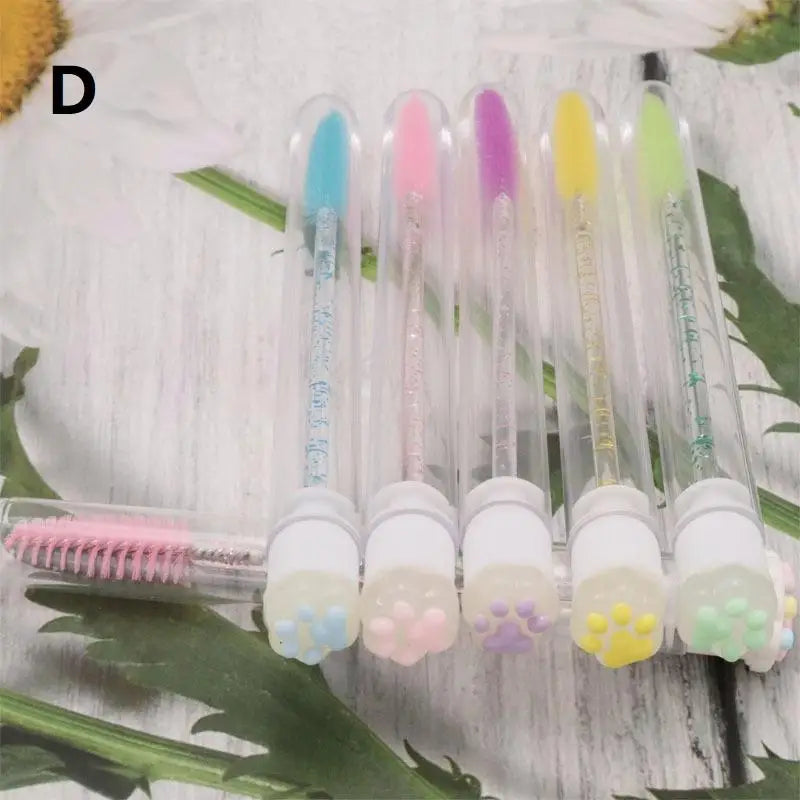 Cartoon Cat Paw Mascara Wand & Dustproof Spoolie Tube Eyelash Spoolie Brush QXL D