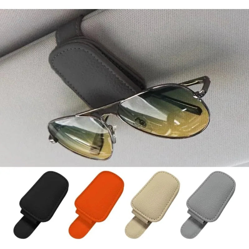 Magnetic Leather Car Visor Sunglasses Holder Clip – Black Car Visor Glasses Clip QXL