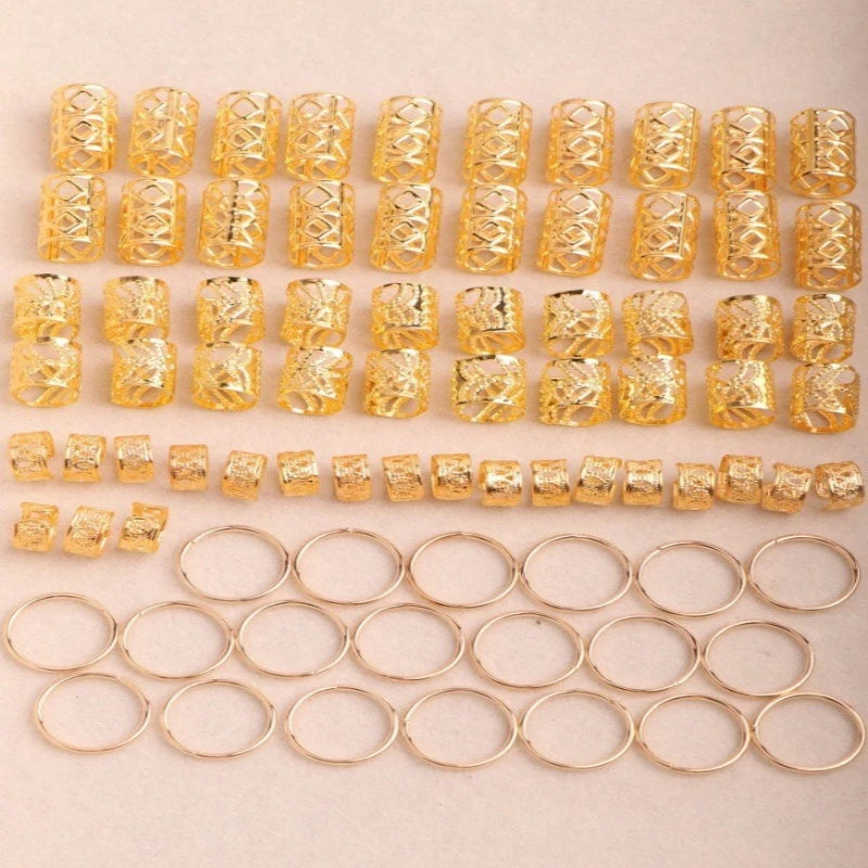 80-Pack Metal Hair Braid Cuffs | Dreadlock Rings & Beads Hair Braid Cuffs QXL
