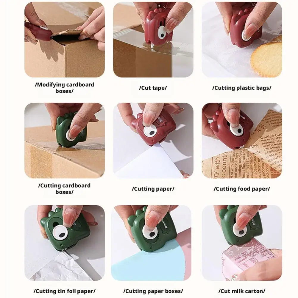 Dinosaur Mini Box Cutter | Auto-Retracting Ceramic Blade Mini Box Cutter QXL