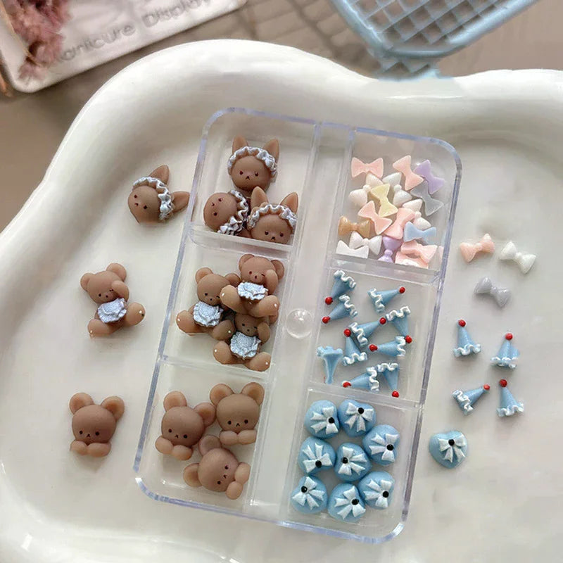 3D Bear & Bow Nail Art Charms – 10-Pack DIY Manicure Nail Art Charms QXL