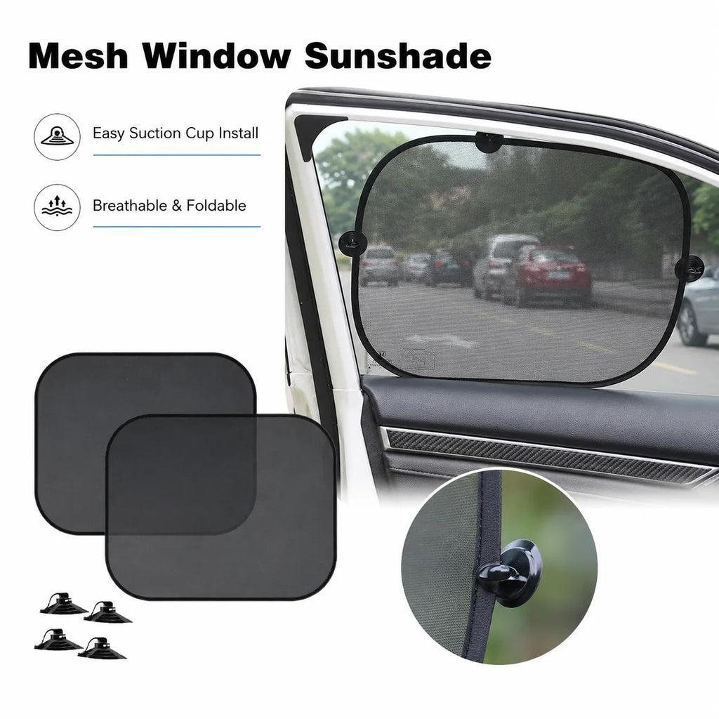 2-Pack Foldable Mesh Car Window Sun Shade with Suction Cups Car Window Sun Shade QXL