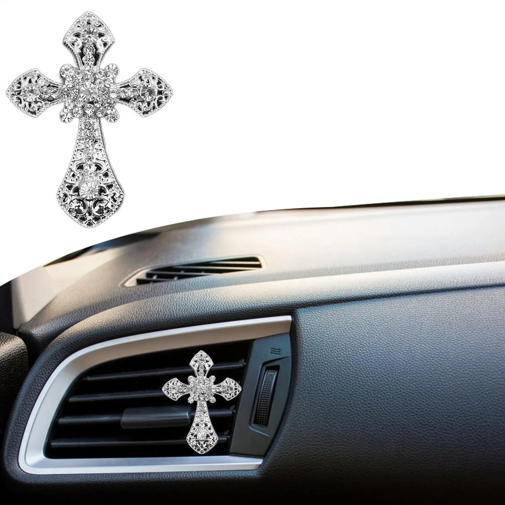 Bling Cross Car Air Vent Clip | Rhinestone Crystal Freshener Car Vent Clip Freshener QXL