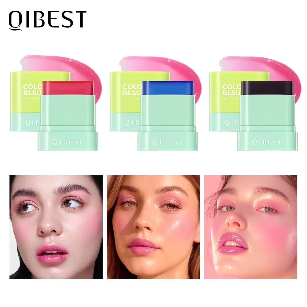 QIBEST Jelly Blush Stick – 3-in-1 Lip, Cheek & Eye Tint Blush & Lip Tint Stick QXL