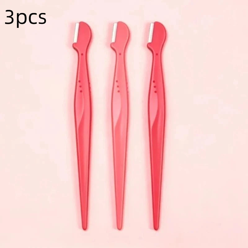 Precision Round Head Eyebrow Trimmers | Stainless Steel 2/3/5-Pack Eyebrow Trimmer QXL 3pcs Watermelon red