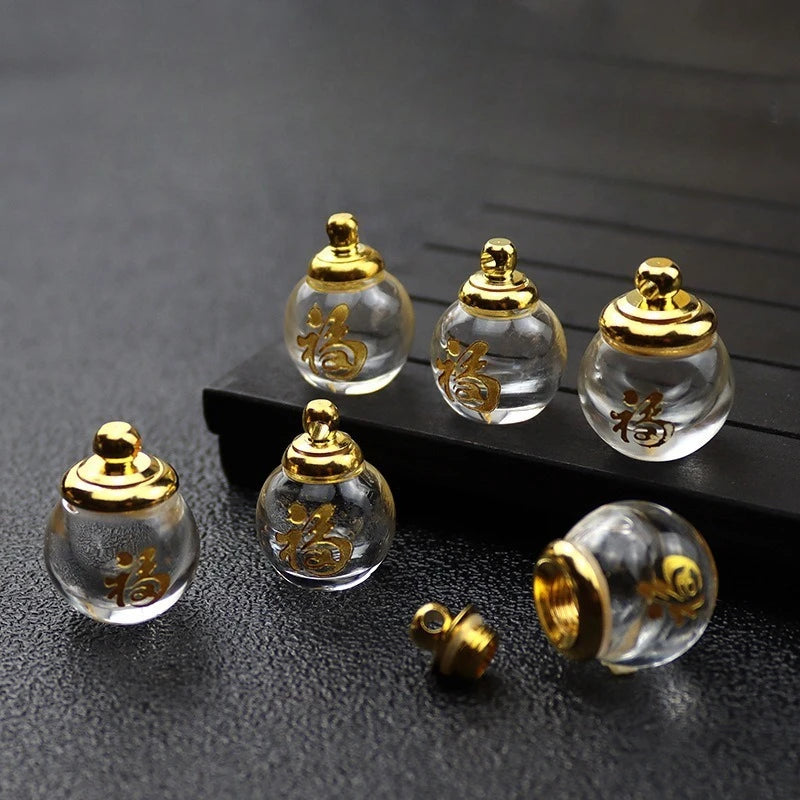 1ml Glass Blessing Vial Pendant | Copper Cap DIY Charm Glass Vial Pendant QXL