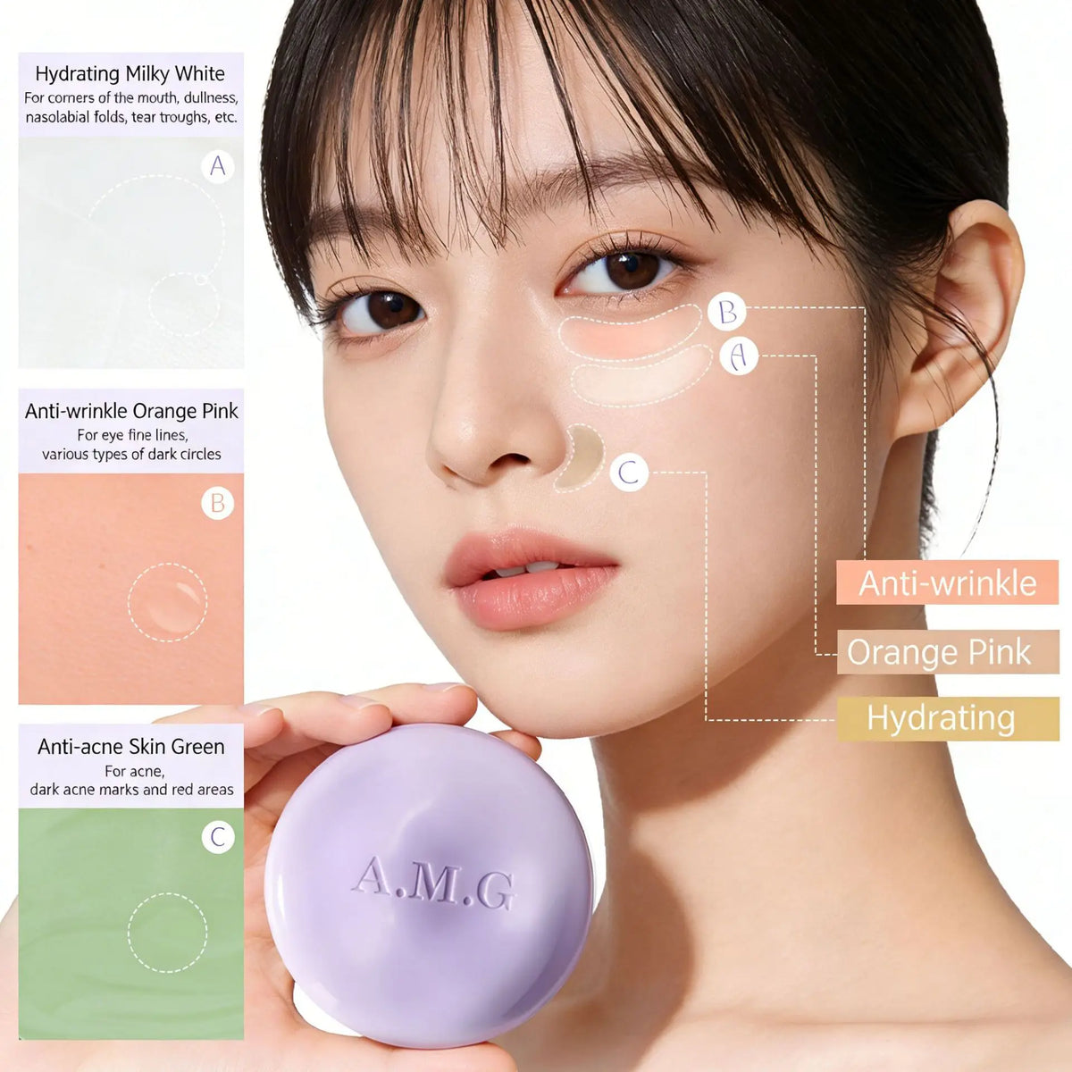3-Shade Cream Concealer Palette | Waterproof & Long-Lasting Concealer Palette QXL AMG8056