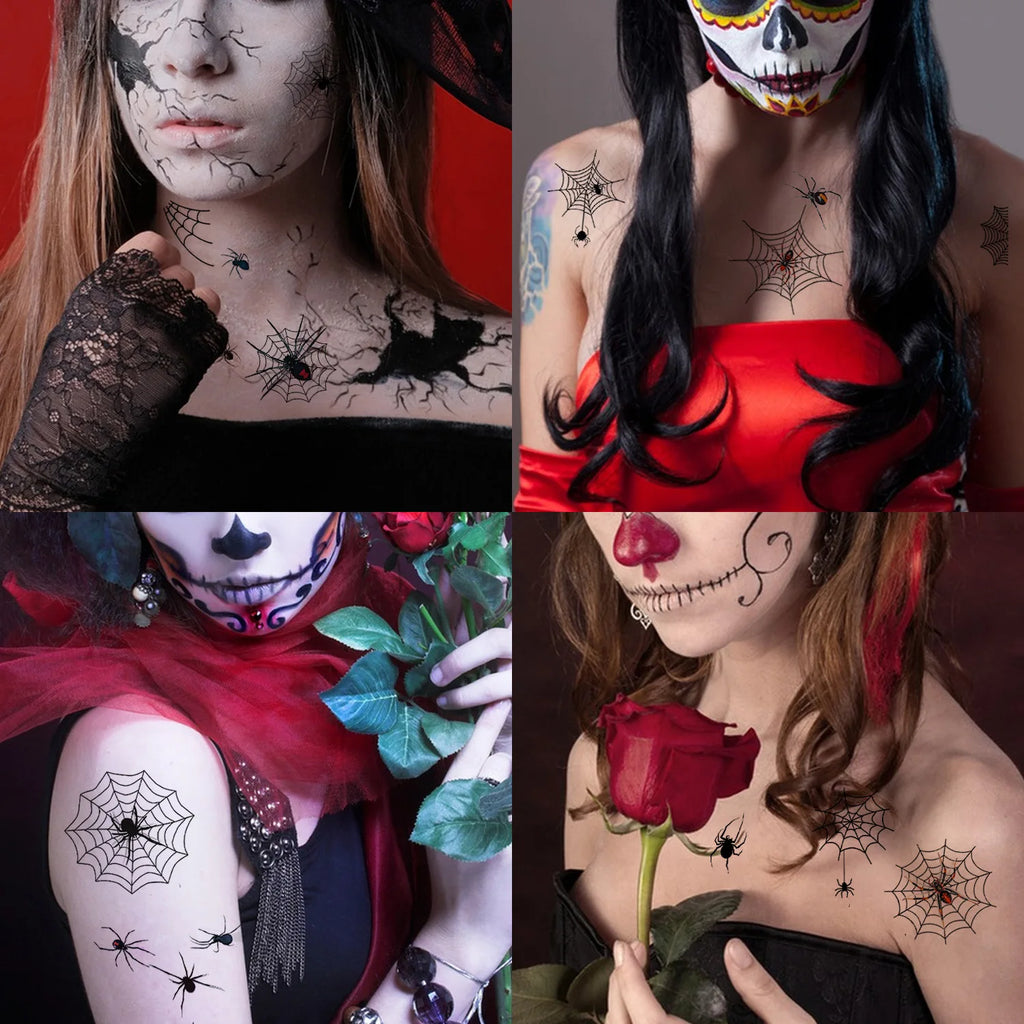 Halloween Temporary Tattoo Stickers – Spider Web & Wound FX Temporary Tattoo Stickers QXL
