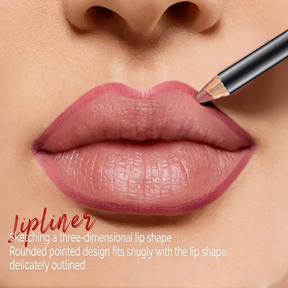 4-Piece Lip Set: 3 Precision Lip Liners + High-Shine Gloss Lip Liner & Gloss Set QXL