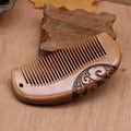 Carved Peach Wood Hair & Beard Comb | Small 10–15cm Wooden Hair Comb QXL Peach Wood