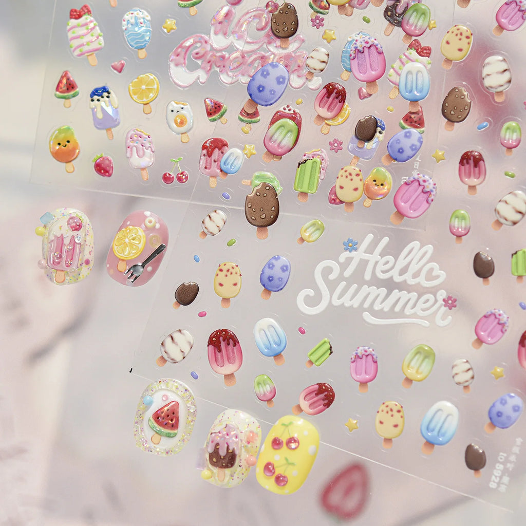 5D Summer Nail Stickers – Ice Cream & Glaze Decals | NAILFYOU Nail Art Stickers QXL