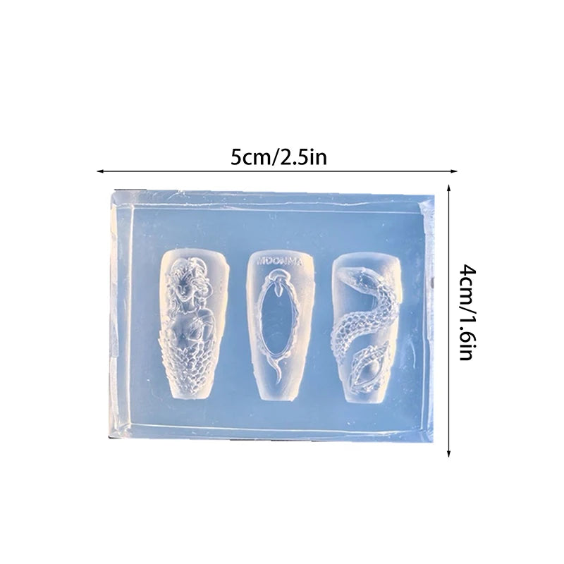 3D Snake Silicone Nail Art Carving Mold | DIY Nail Design Silicone Nail Mold QXL