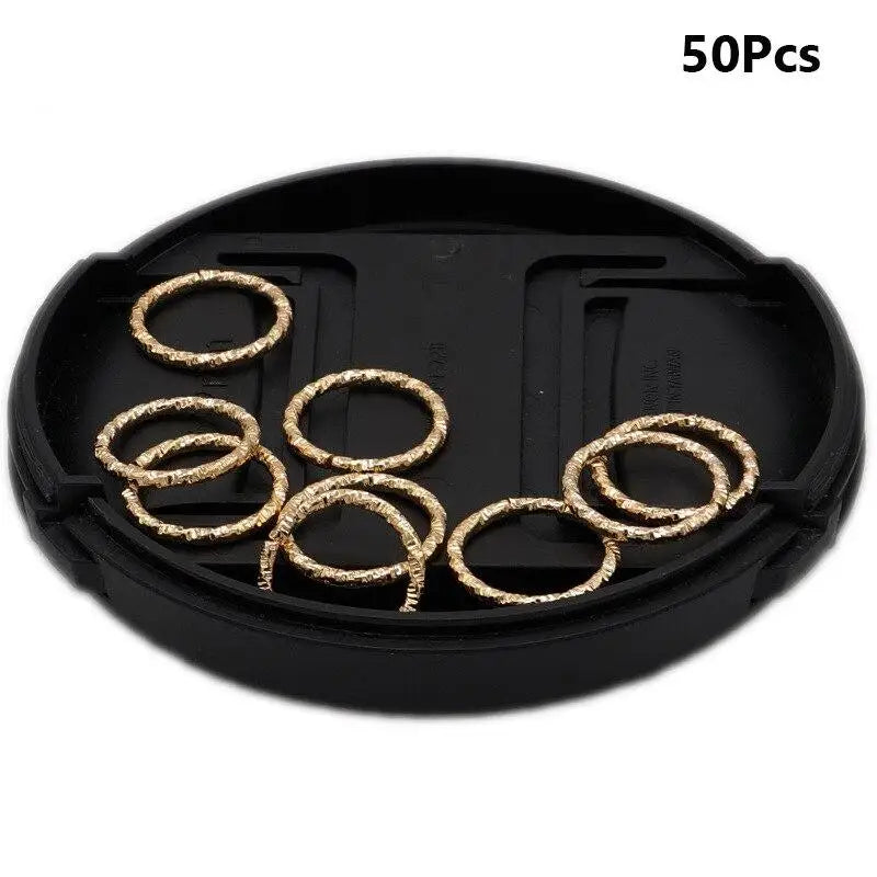 50-Pack Metal Dreadlock Beads & Hair Cuffs – Silver 3D Charms Hair Bead Cuffs QXL 50pcs Gold