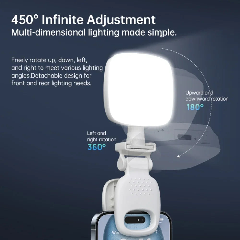 Portable Mini LED Clip-On Selfie Fill Light | USB Rechargeable Clip-On Fill Light QXL