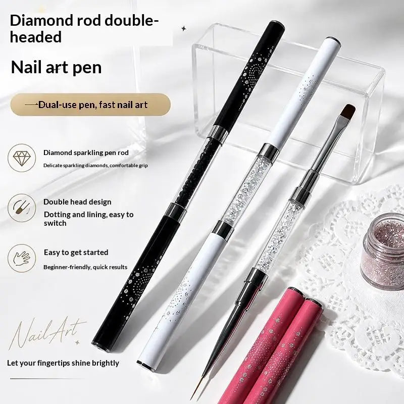 Crystal Dual-Ended Nail Art Liner Brush & Painting Pen Nail Art Brush QXL