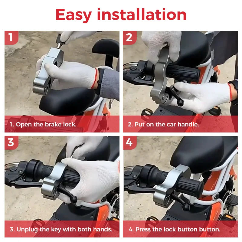 CNC Aluminium Motorbike Handlebar Grip Lock | Anti-Theft + Keys Motorcycle Security Lock QXL