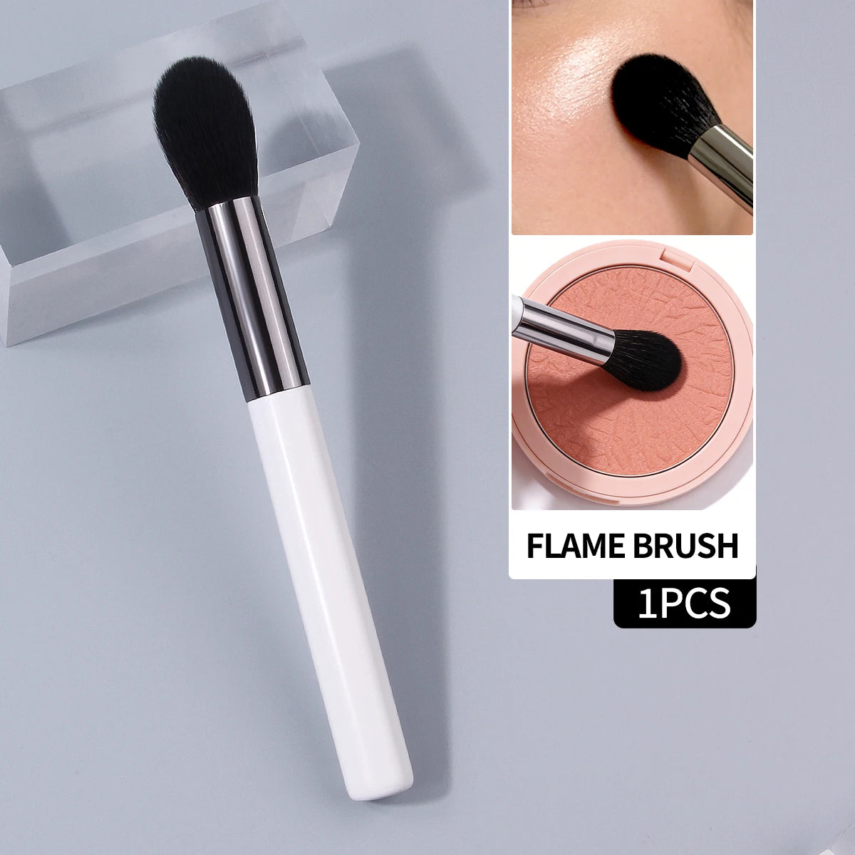 KOSSHOW Flame Blush & Highlighter Brush | Wooden Handle Makeup Blush Brush QXL